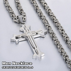 Steel, necklaces for men, Joyería de pavo reales, Cross Pendant