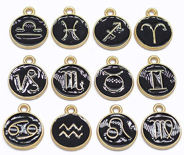 12 PCS Vintage Metal Zodiac Sign Charms for Jewelry Making Women Girl