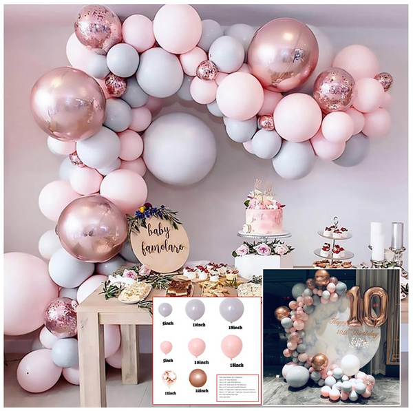 100Pcs Balloons+Balloon Arch Kit Set Chrome Macaron Pink Baloons Wedding Garland 