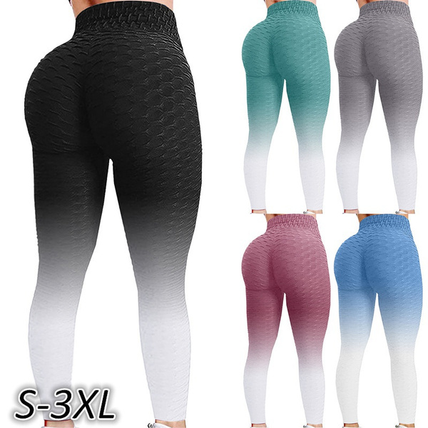 2021 Tik Tok Leggings for Women Gradient Color Bubble High Waist Hip ...