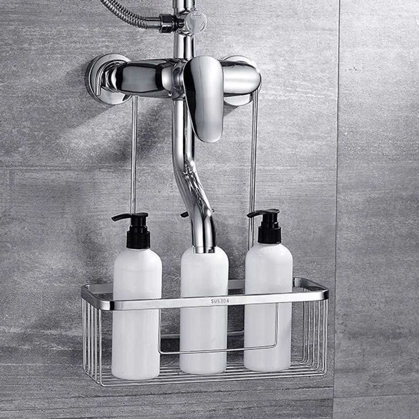 Black / White Bathroom Shelf Shampoo Holder Kitchen Storage Rack