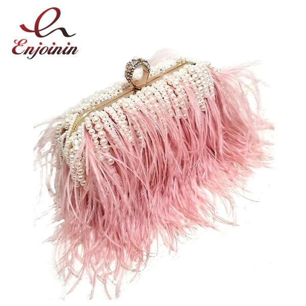 Ostrich feather online clutch