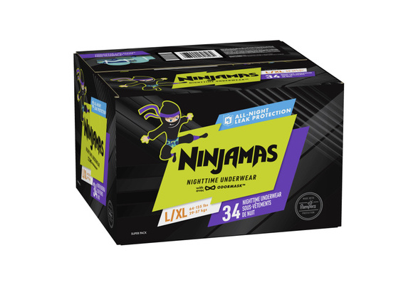 Ninjamas 582611269 Pampers Nighttime Bedwetting Underwear Boys Size L/XL 34  Count, 64-125 lbs
