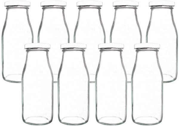 Glass Milk Bottles with Reusable Glass Bottles for Glassware and Drinkware  Parties, Weddings, BBQ, Picnics