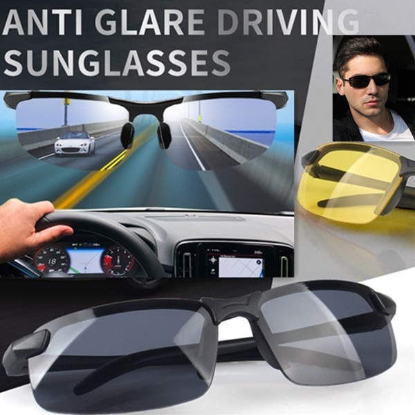 Male and female drivers driving night vision sunglasses, antiglare