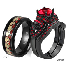 Steel, coupleringsforhimandherset, wedding ring, skull