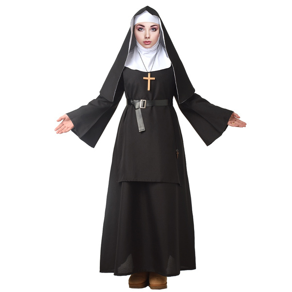 BLESSUME The Nun Costume Scary Nun Outfit Halloween Party Nun Cosplay ...