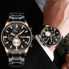 Chronograph, Fashion, Casual Watches, gold