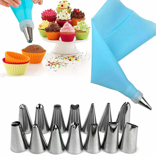 Silicone Icing Piping Cream Pastry Bag 24Nozzle Set Cake Decorating Baking Tools 