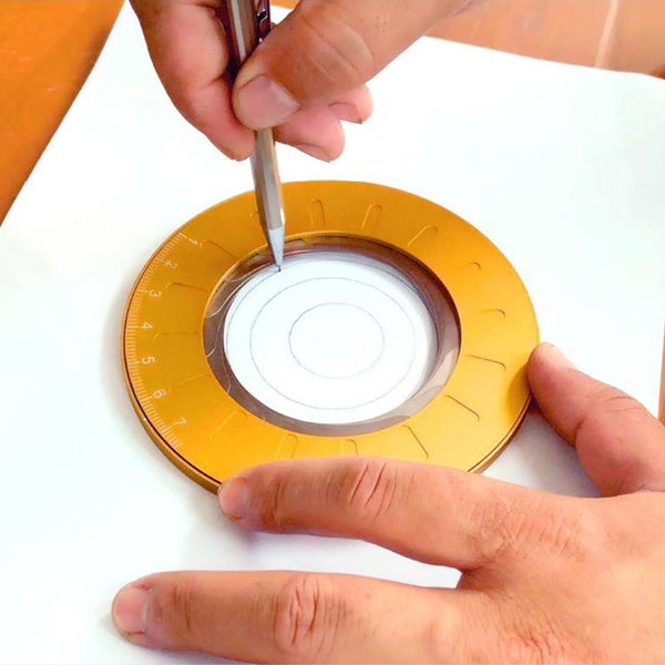 Lnkoo Circle Drawing Tool,Adjustable Flexible Rotary Aluminum Alloy Drawing Circles Geometric Tool,Round Circle Template Ruler for Drafting Alloy