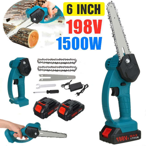 6INCH 1500W 198V Portable Electric Chain Saw Cordless Rechargeble