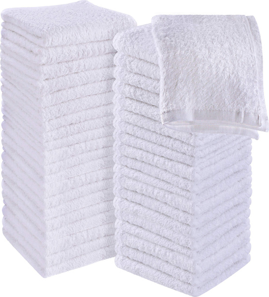 Towel and Linen Mart 100% Cotton - Wash Cloth Set - Pack of 24, Flannel  Face Cloths, Highly Absorbent and Soft Feel Fingertip Towels (White)