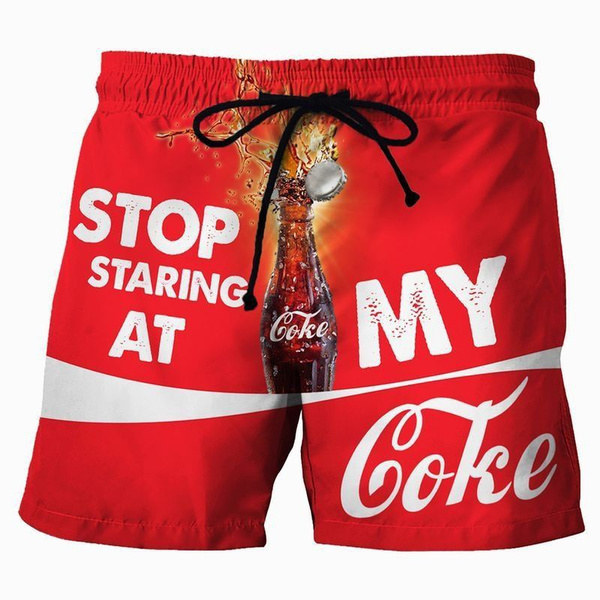 Men Summer Trand Sport Shorts Stop Staring At My Coke Coca-Cola