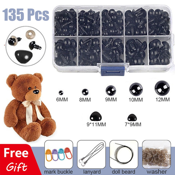 135pcs DIY Black Plastic Doll Eyes & Nose Kit Safety Doll Eye Set For Teddy  Bear Dolls Felting Stuffed Toys Plush Animal Toy Puppet Making (With  Washer) | Wish