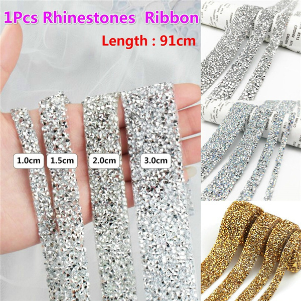 91cm 10mm/15mm/20mm/30mm Rhinestone Tape Applicator Ribbon With Rhinestones  Dress Shoe Crystal Diamond Adhesive Tape