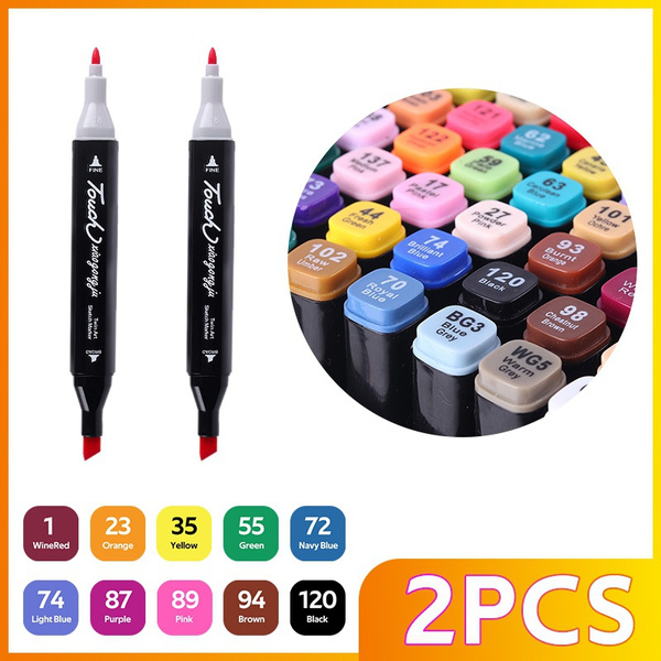 2PCS 10 Colors Markers Sketch Art Marker Pen Double Tips Alcoholic Pens ...