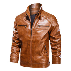 Casual Jackets, Fashion, brown, motorcyclejacket