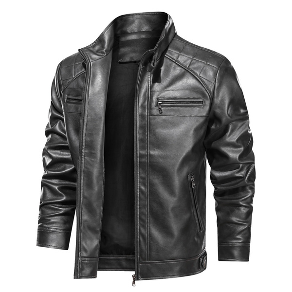 New Fashion Men's Slim PU Leather Jacket Thin Motorcycle Brown and ...
