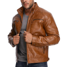 Casual Jackets, Fashion, brown, motorcyclejacket
