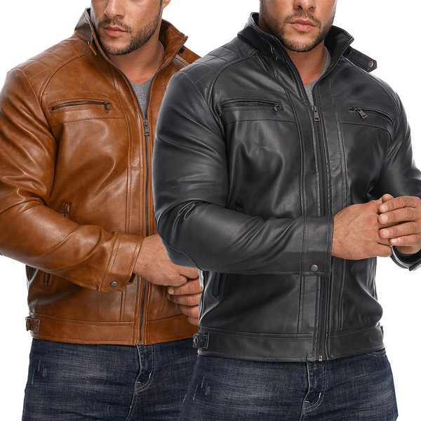 Men's Beige Suede Leather Jacket with Rib Design by Brune & Bareskin