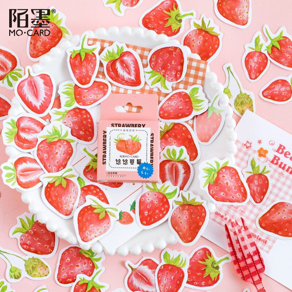 45Pcs/box Kawaii Strawberry Stickers Scrapbooking Photo Album Journal  Decorative Paper Stationery Stickers Diy Cute Stickers