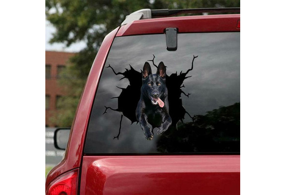 Funny Black German Shepherd Sticker Dog Decal Crack Size 6