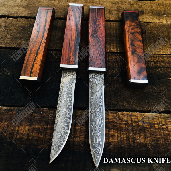 Damascus Tanto Knife Custom Handmade Damascus Steel Hunting Knife