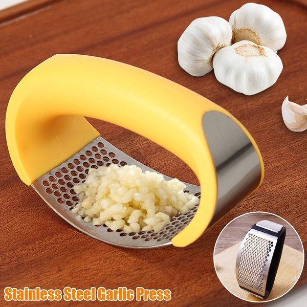 Stainless Steel Garlic Press Rocker Garlic Crusher Squeezer Slicer