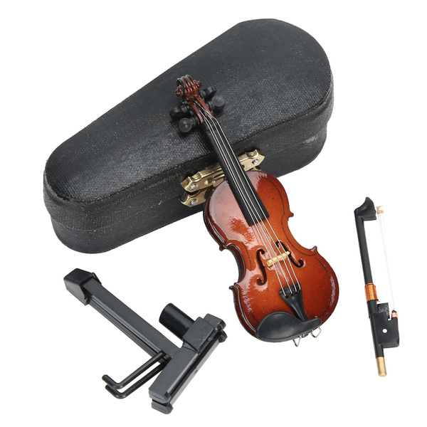 Wooden Mini Violin Fiddle Miniature Musical Instrument Model With Stand +  Case | Wish