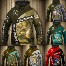 3D hoodies, Plus Size, hooded, fish