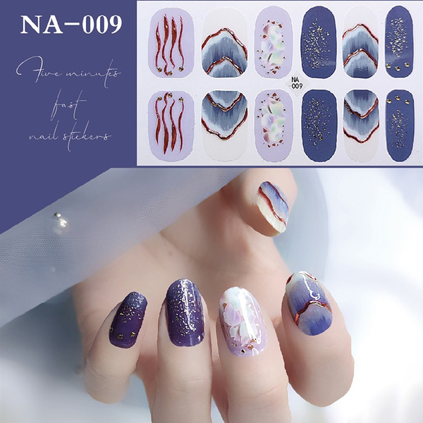 12 Tips/Blad 3D Bronzing Imitatie Diamant Nagellak Golven Rimpellijnen Nail Wraps Sticker Waterdicht Langdurige Nail Patch Nail Decals Sticker (NA001-NA020) | Wish