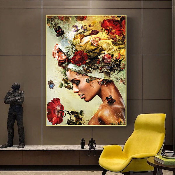 Flowers Butterfly Canvas Poster Print Art Picture Living Room Home Wall Decor 