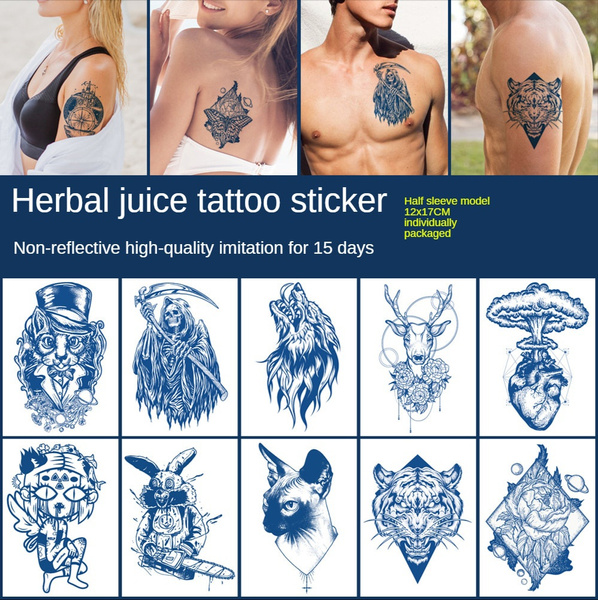 Anime Herbal Juice Temporary Tattoos Cartoon Transfer Tattoo Body Art  Waterproof Lasting Fake Tatoo Sticker for Woman Men