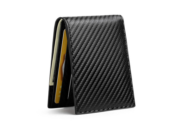 Minimalist Mens Wallet Black RFID Blocking Slim Bifold Card Holder Wallet  Carbon Fiber Front Pocket Wallets for Men