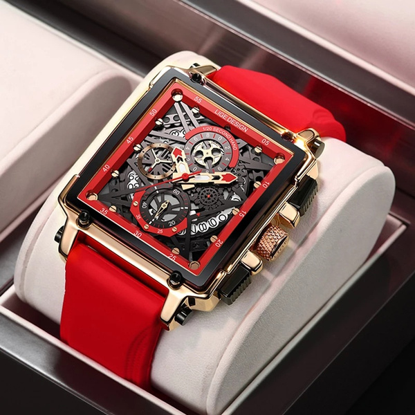 LIGE 2021 New Men Watch Top Brand Luxury Waterproof Quartz Square