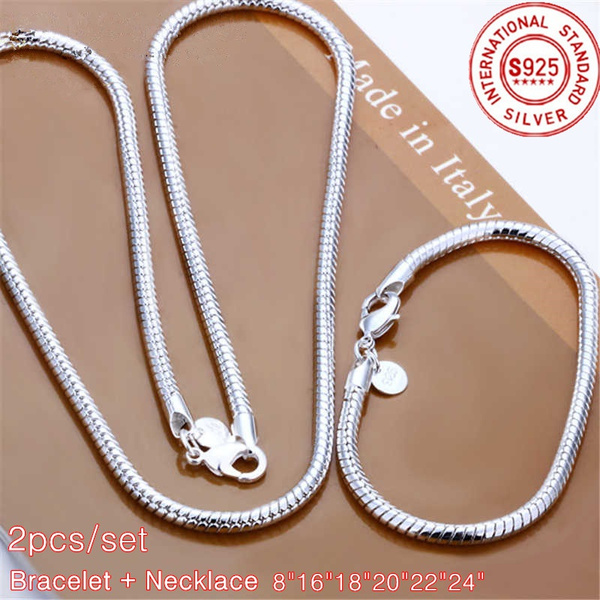 925 Sterling Silver necklace snake chain Snake Chain Necklace 2/3MM 16'',  18'', 20'',22'',24'' Stunning 