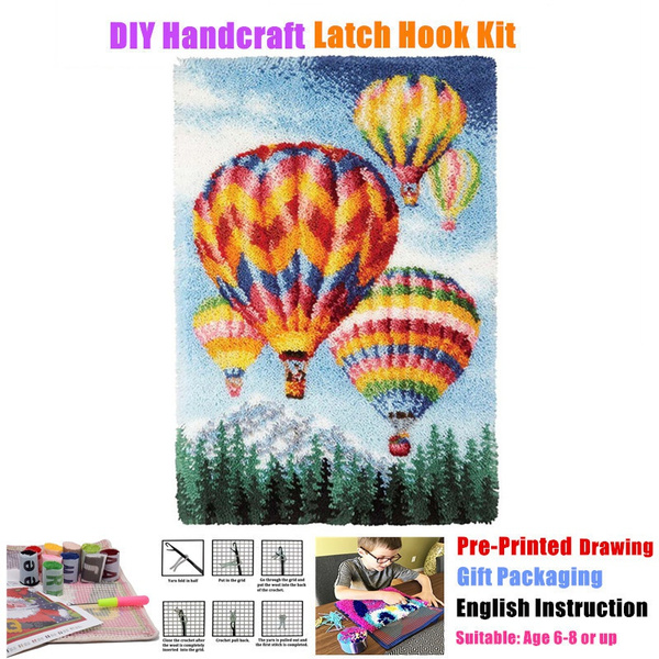 Emistem Latch Hook Craft Kits for Kids Adults, Pre-Printed Canvas