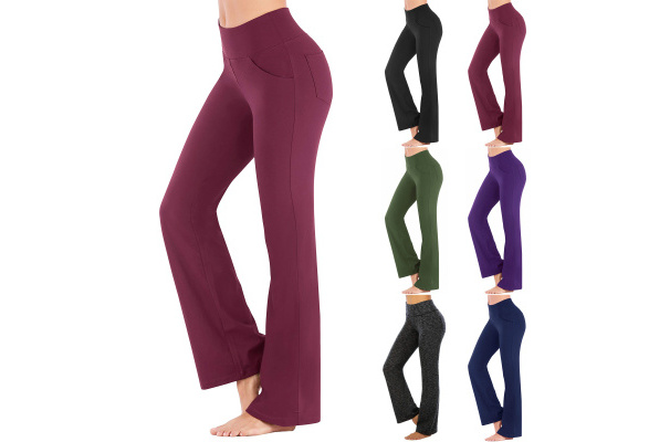 Women Leggings High Waist Stretchy Bootcut Yoga Workout Causal Trendy Pants  With Women's Wide Leg Yoga Pants Tight Leggings