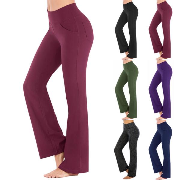 Bootcut Yoga Pants with Pockets for Women High Waist Workout Leggings Tummy  Control, 4 Pockets Work Pants for Women