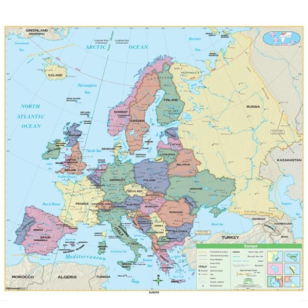 Universal Map 0762544481 Europe Essential Classroom Wall Map On Roller ...