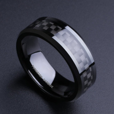 8MM, tungstenring, Fiber, wedding ring