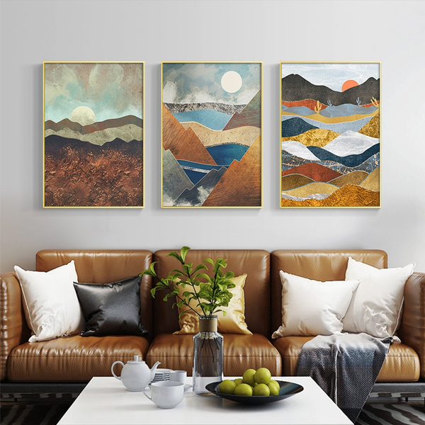 Nordic Abstract Landscape Geometric, Large Wall Art For Living Room Nz