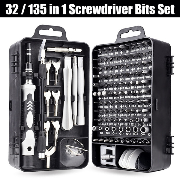 135 In 1 Screwdriver With Bits Set Mini Tool Kit Repairing Phillips Slotted  Torx Hex Magnetic Head Tweezers Extention Bar