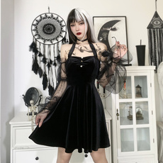 Mini, Goth, summer dress, velvet