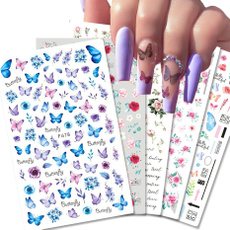 butterfly, nail stickers, Flowers, art