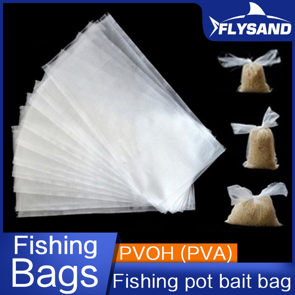NEW High Quality PVA Bags Available Carp Fishing Tackle PVA Bags Mesh for  Carp Coarse Boilie Pellet Bait 7*14cm for Bait Throwing, 50Pcs/Bag OR  100Pcs/Bag Optional, Fishing Tool FLYSAND Fishing Accessories