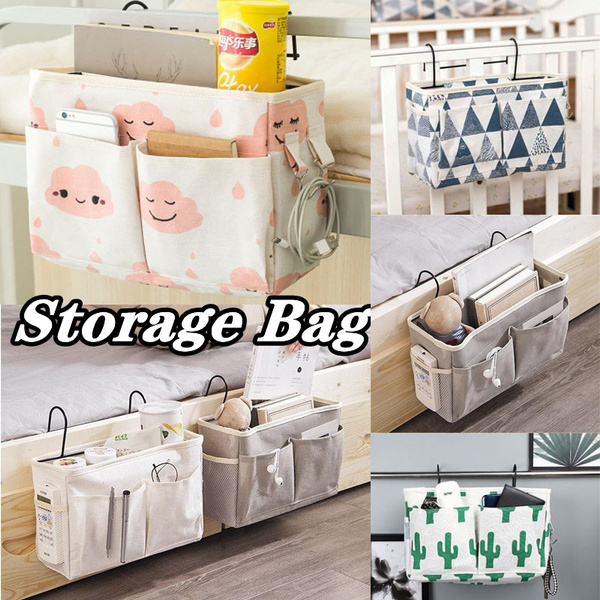 High Quality Hanging Basket Canvas Storage Bag Organizer Bedroom  Multifunction Bedside Storage