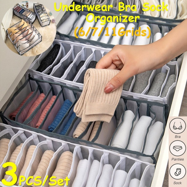 Dormitory closet organizer for socks home separated underwear storage box  30 grids bra organizer foldable drawer organizer