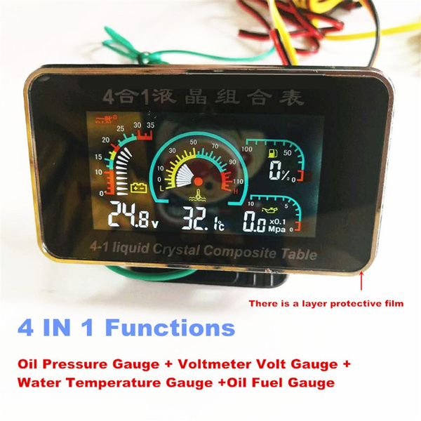 NEW 4 IN 1 LCD Car Truck Oil Pressure Gauge＋Voltmeter＋Water Temperature