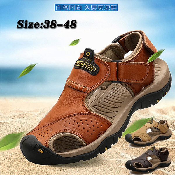 Men Leather Sandals Summer Men Shoes Slippers Soft Sandals Men Roman  Footwear